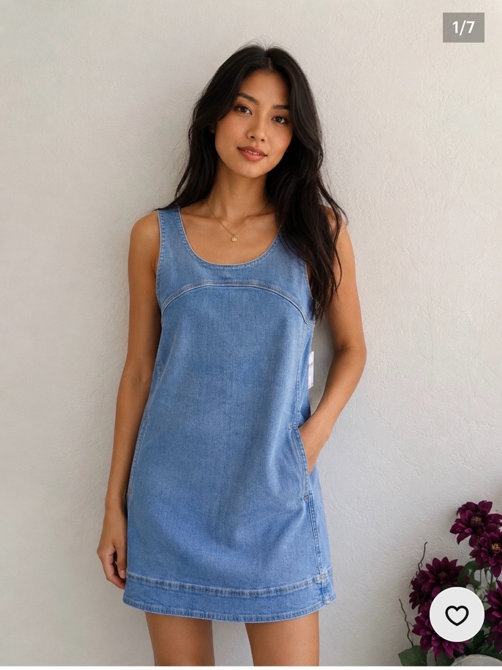 Pilcro Faded Blue Denim Mini Dress